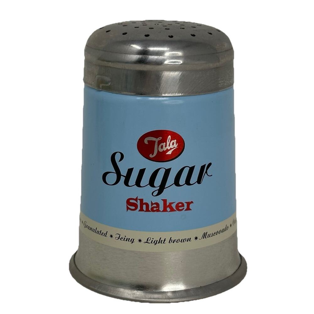TALA Metal Sugar Shaker. 1960's Retro Design Cakes/Cupcakes/Drinks/Cocoa. BLUE